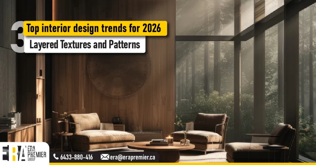 Top interior design trends for 2026: 3️⃣ Layered Textures and Patterns