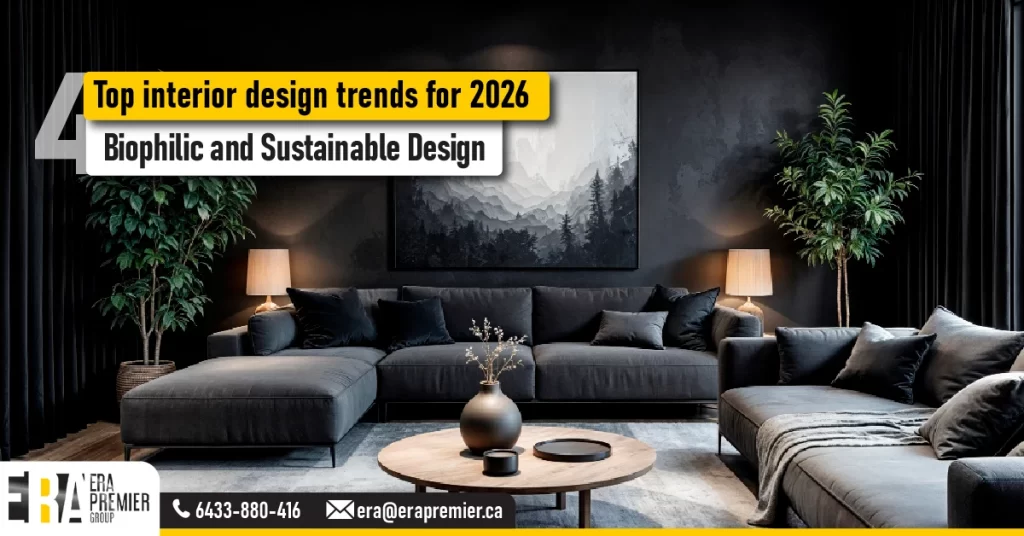 Top interior design trends for 2026: 4️⃣ Biophilic and Sustainable Design
