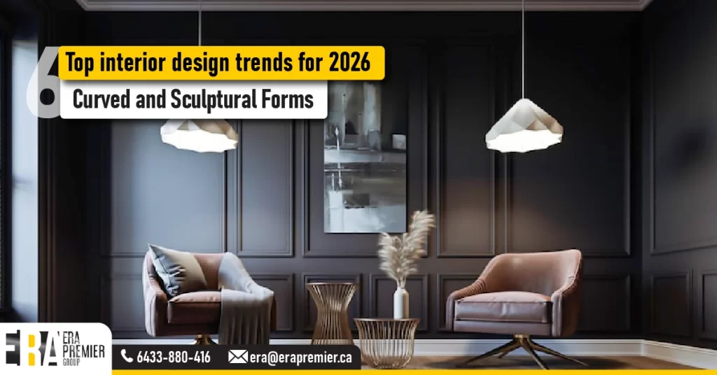 Top interior design trends for 2026: 6️⃣ Curved and Sculptural Forms